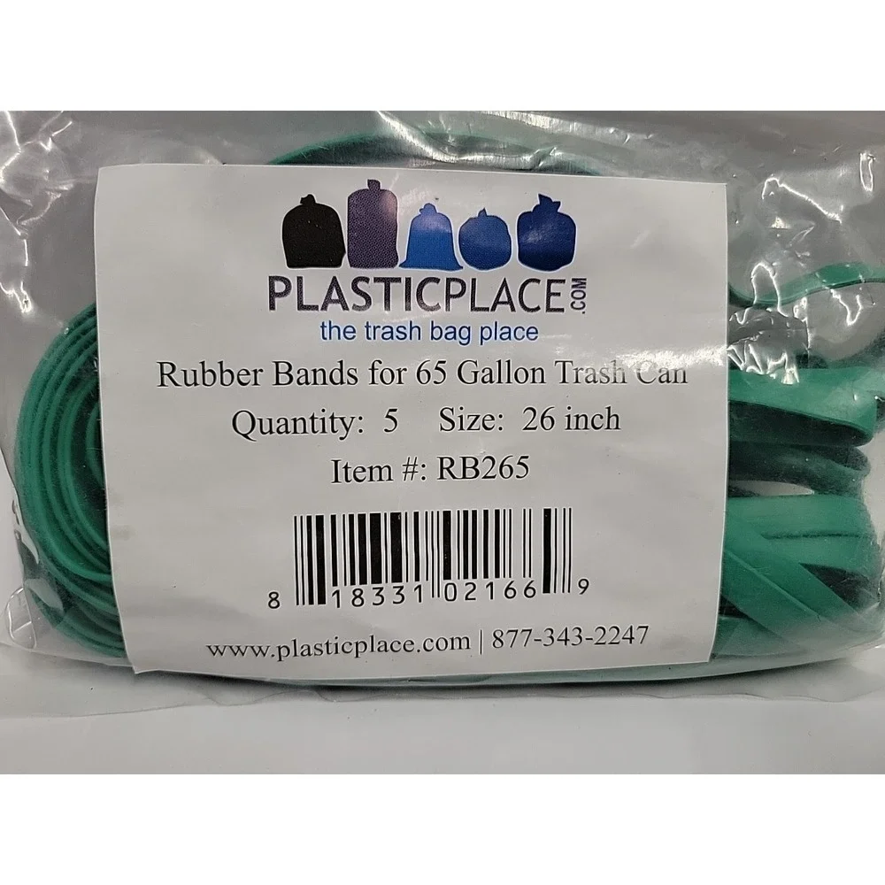 5 Pack Plasticplace Rubber Bands for 65 Gallon Trash Can 26